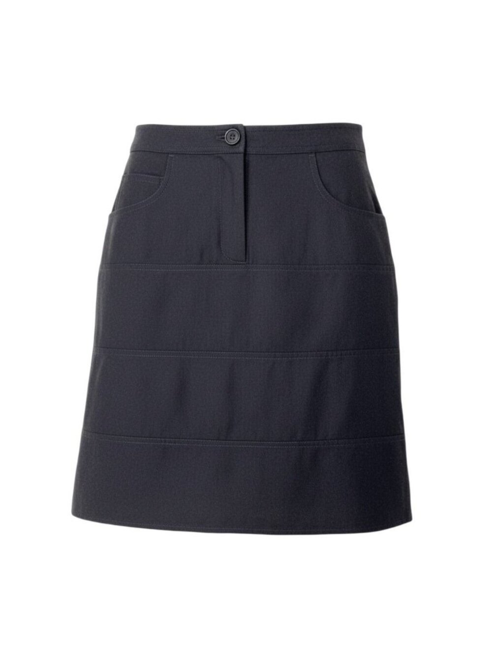 Chanel CC Logo Button Knee Length Skirt Trapezoid Lightweight Cashmere Blend 38